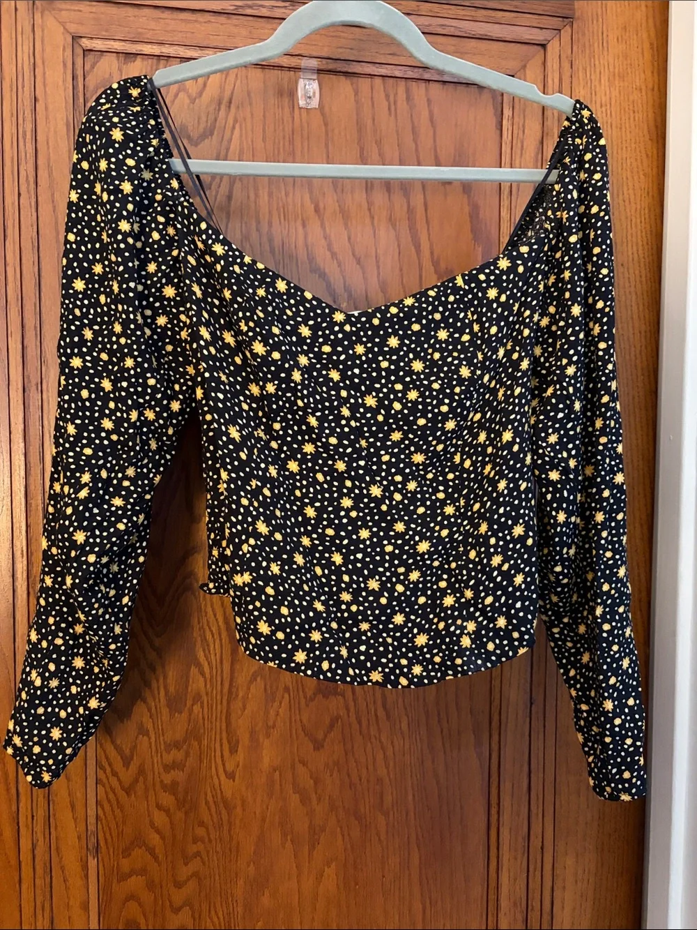 Reformation Marjorie Top Caroline Print Size 4 Black Floral Puff Sleeve